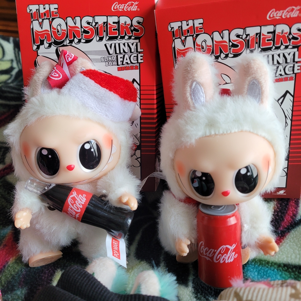 Labubu Coca-Cola Themed Monster Figures with Red and White Accents